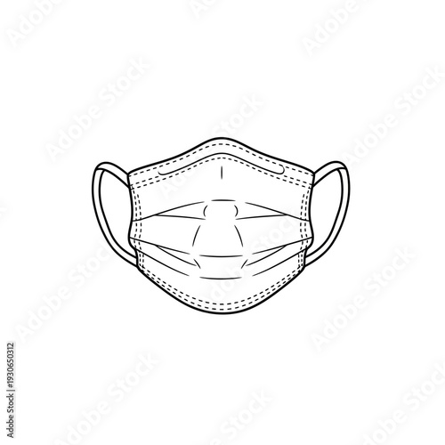Detailed Illustration of a Face Mask with Adjustable Straps and Protective Layers for Personal Safety