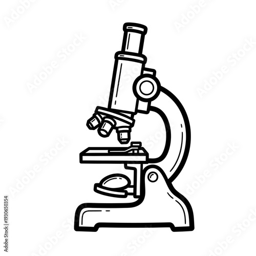 Detailed Illustration of a Laboratory Microscope for Scientific Research