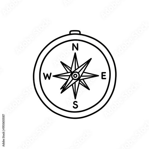 Detailed Illustration of a Traditional Compass Rose for Navigation and Orientation