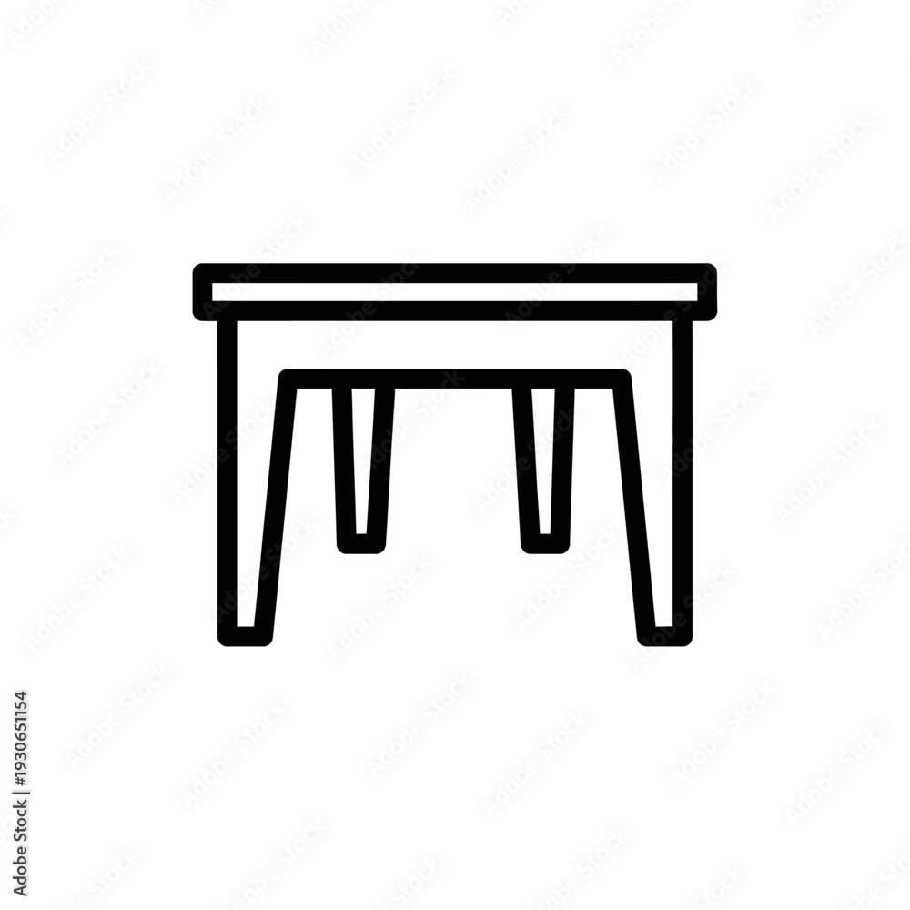 Fototapeta premium Minimalist Black Line Drawing of Simple Desk with Dark Background