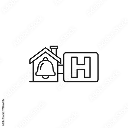 Hospital Alert Notification System Symbol with Emergency and Medical Icons