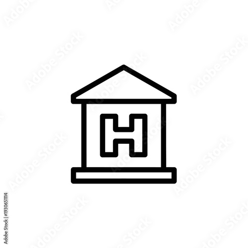 Hospital Icon Representation of Healthcare Facility with Medical Assistance