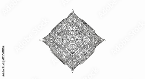 Intricate geometric pattern, a diamond-shaped mosaic with ornate detailing
