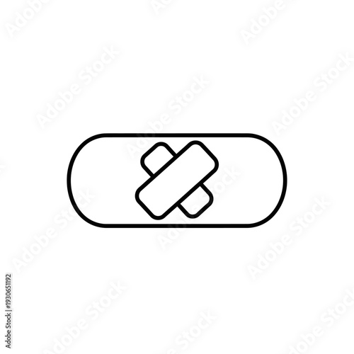 Minimalist Adhesive Bandage Icon for Medical and First Aid Symbols