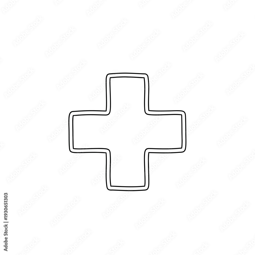 Obraz premium Minimalist Black Outline Cross Illustration for Medical and Healthcare Themes