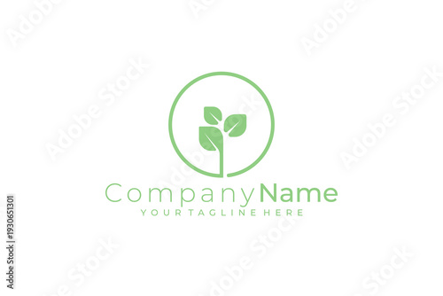 minimalist seed logo design vector with flat style in green color