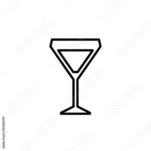 Minimalist Black Outline of a Cocktail Glass Icon for Bar and Drink Themes