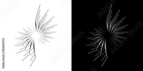 Dynamic abstract spiral sound wave rhythm lines. Circular spiral sound wave rhythm of lines. Circular futuristic abstract lines, black and white background.	