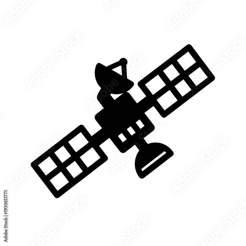 Illustration of a Satellite in Space with Solar Panels and Antennas