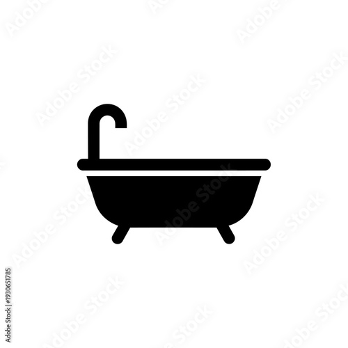 Minimalist Bathtub Icon for Bathroom or Plumbing Graphics Design