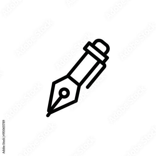 Minimalist Black and White Ink Pen Icon for Creative Design Projects