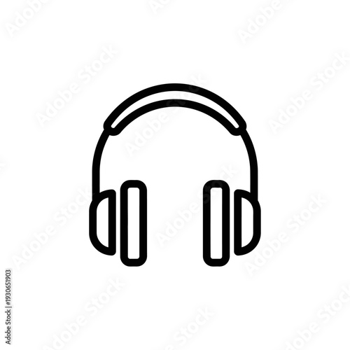 Minimalist Line Art Illustration of Over-Ear Headphones for Music Enthusiasts