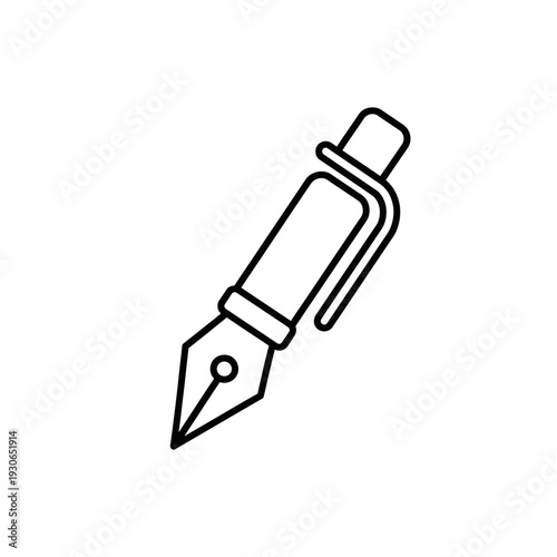 Minimalist Line Art Illustration of Papermaking Pen for Creative Designs