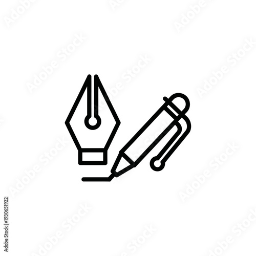 Minimalist Line Art Illustration of Pen and Pencil Set for Creative Design Projects