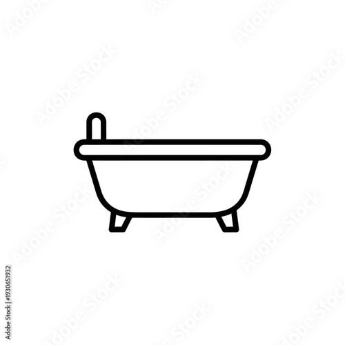 Minimalist Line Art Illustration of a Bathtub for Bathroom Design Concepts
