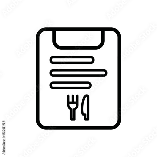 Minimalist Line Art Illustration of Smartphone with Fork and Knife for Dining Concept