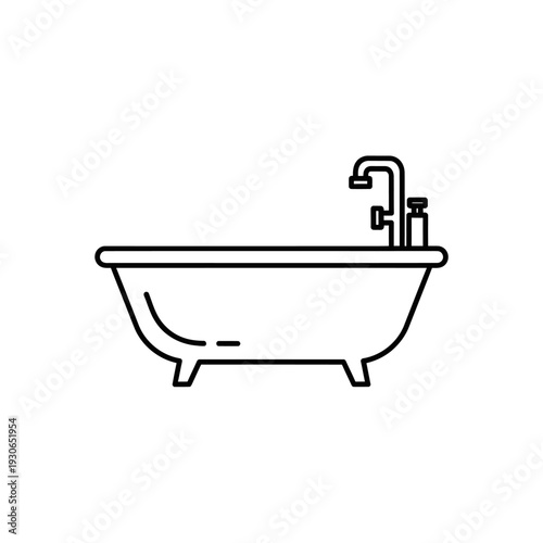 Minimalist Bathtub Line Art Illustration for Modern Bathroom Design