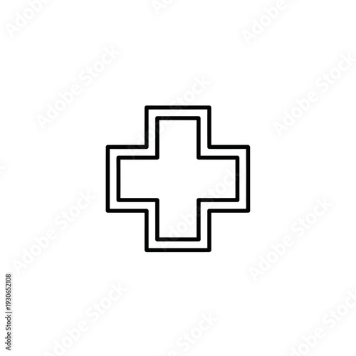 Minimalist Line Art Medical Cross Icon for Healthcare and Medical Design