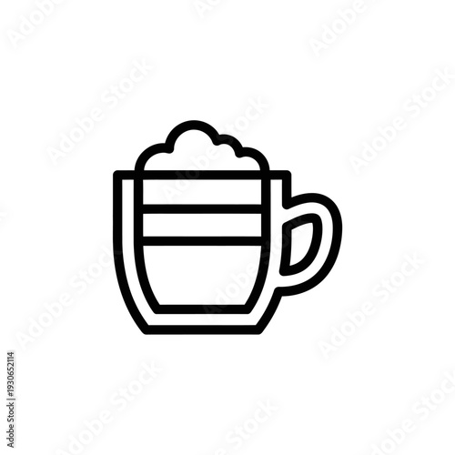 Minimalist Line Art Illustration of a Beer Mug with Frothy Foam