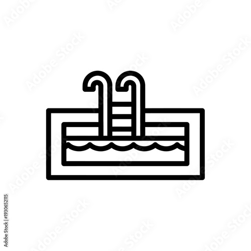 Minimalist Illustration of a Hot Tub with Water and Steam for Relaxation