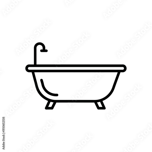 Minimalist Bathtub with Tap Illustration for Bathroom Design Concept