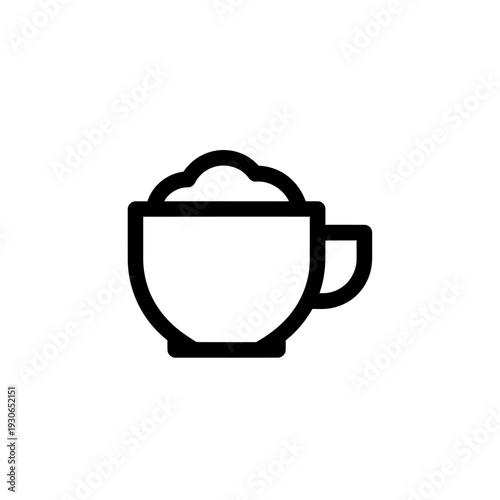 Minimalist Line Art of a Cappuccino Coffee Cup with Foam