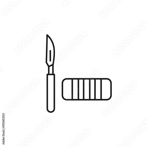 Minimalist Illustration of a Kitchen Utility Knife with a Flat Handle