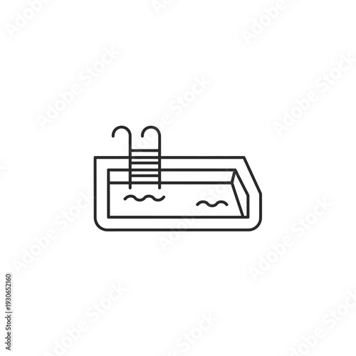 Minimalist Illustration of a Hot Tub with Water and Steaming Jets