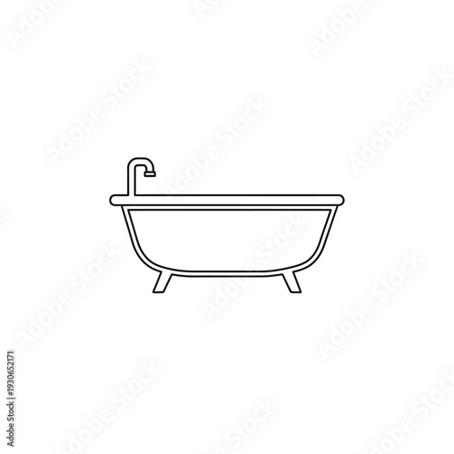 Minimalist Line Art of a Clawfoot Bathtub with Modern Design
