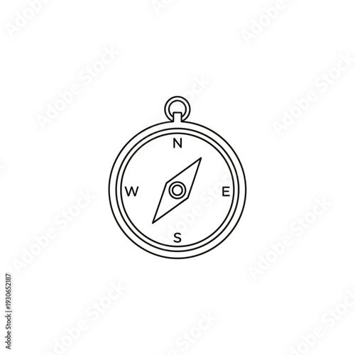 Minimalist Drawing of a Classic Compass for Navigation and Exploration