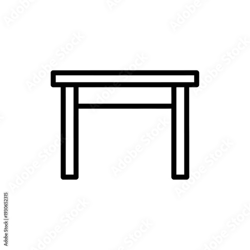 Minimalist Black and White Line Drawing of a Simple Desk or Table