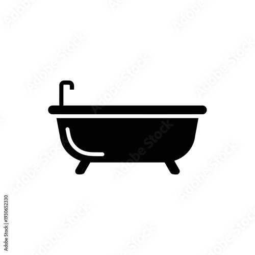 Minimalist Black and White Bathtub Icon for Bathroom Design and Renovation Projects