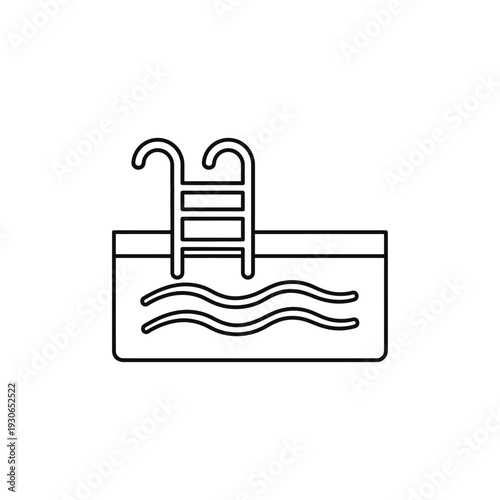 Minimalist Illustration of a Pool with Ladder and Water Waves