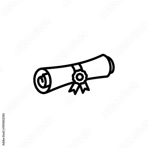 Minimalist Illustration of a Rolled Diploma Certificate with Ribbon and Seal for Education and Achievement Concepts