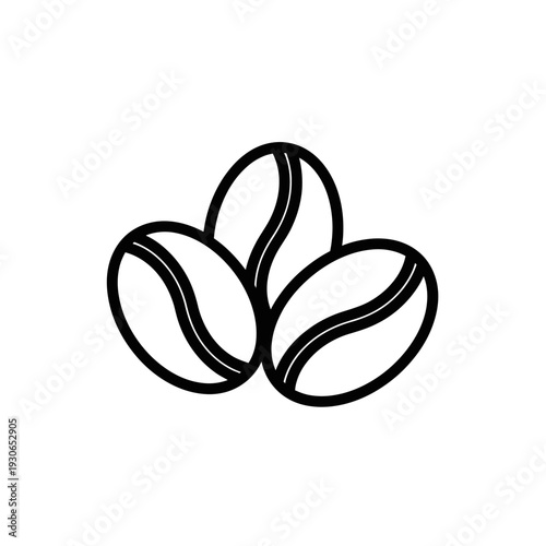 Minimalist Black and White Coffee Beans Illustration for Food and Beverage Designs