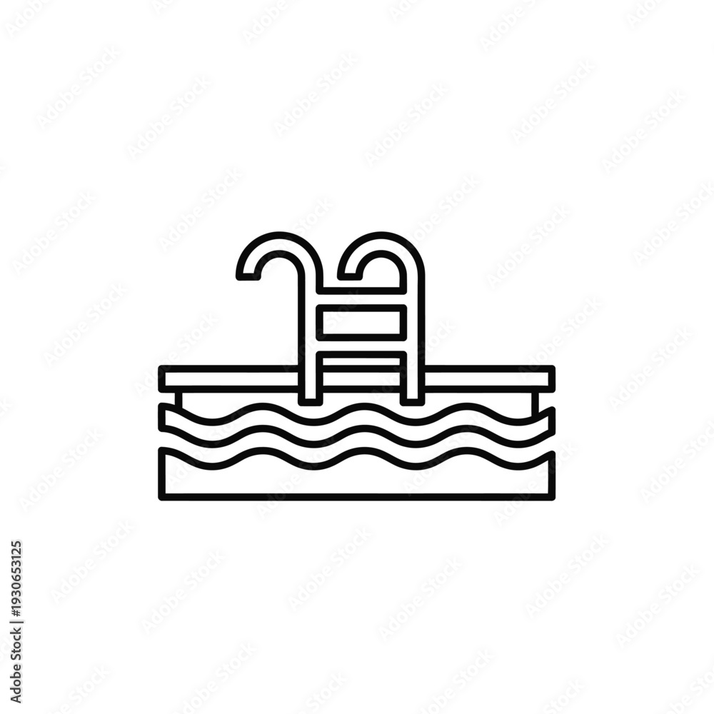 Obraz premium Minimalist Illustration of a Swimming Pool with Ladder and Water Ripples