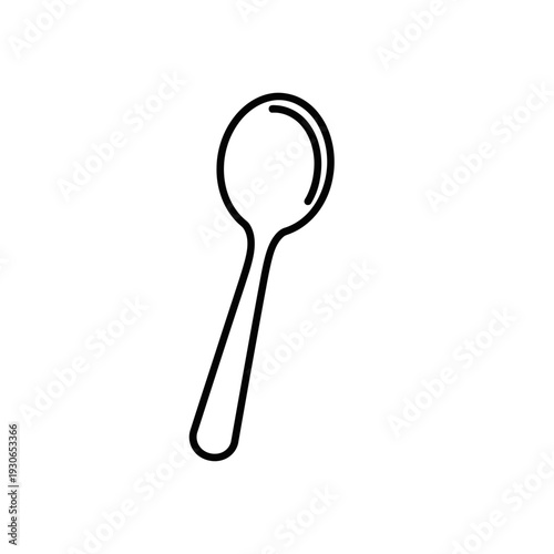 Minimalist Black and White Outline of a Small Spoon for Kitchen and Dining Themes