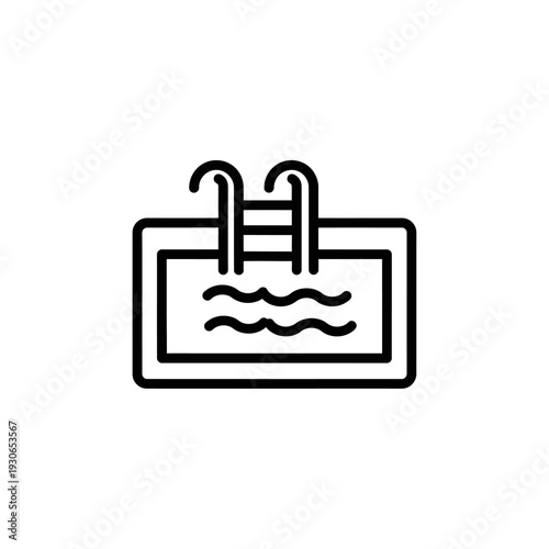 Minimalist Illustration of a Swimming Pool with Ladder and Water Waves