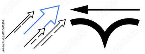 Opposing forces concept. Arrows signify conflicting directions and resolutions. Visual metaphor for decision-making, strategy, overcoming challenges, opposition, teamwork. Suitable for education