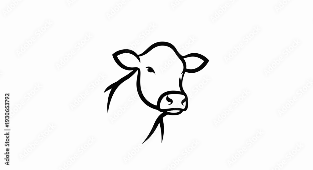 Obraz premium A simple black line drawing of a cow's head on a white background