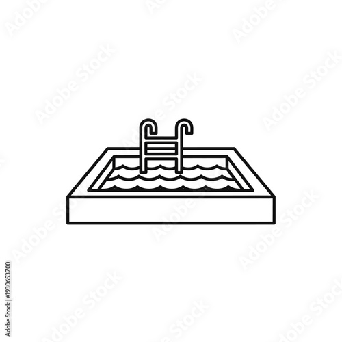 Minimalist Illustration of a Swimming Pool with Ladder for Relaxation and Recreation