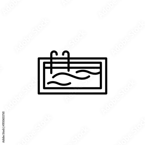 Minimalist Illustration of a Swimming Pool with Water and Ladder