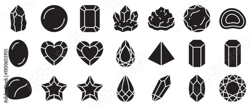 Various gemstones and crystals in a diverse collection of different shapes and cuts, perfect for jewelry and luxury design projects.