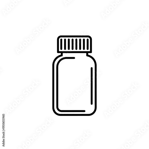Minimalist Line Illustration of a Medicine Bottle for Healthcare and Pharmacy Concepts