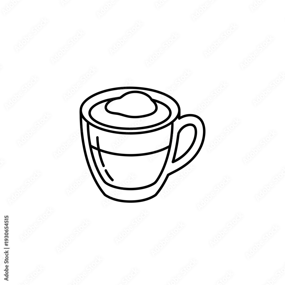 Obraz premium Minimalist Coffee Mug Illustration with Foam Topping for Coffee Lovers