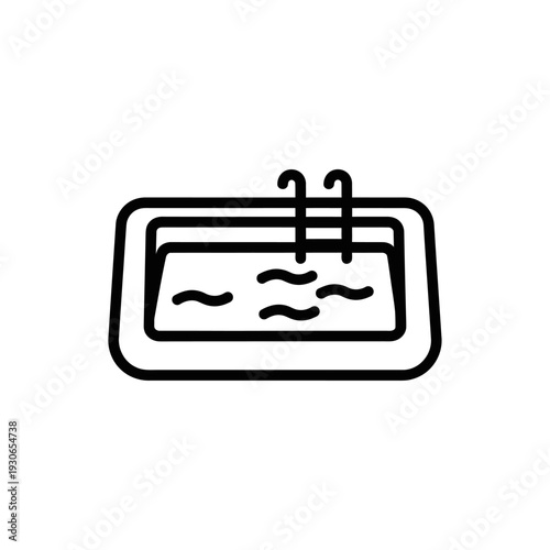 Minimalist Hot Tub Illustration with Water and Bubbles for Relaxation