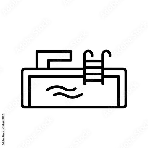 Minimalist Outline of a Swimming Pool with Ladder and Water Ripples