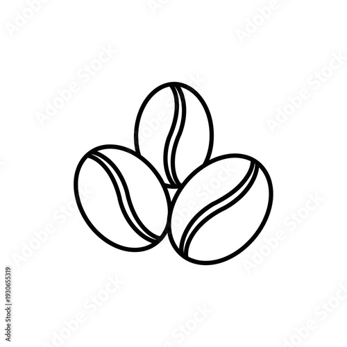Minimalist Line Drawing of Coffee Beans on White Background for Food and Beverage Themes