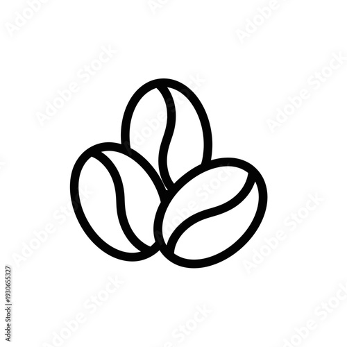 Minimalist Line Drawing of Coffee Beans in Black and White for Food and Beverage Content