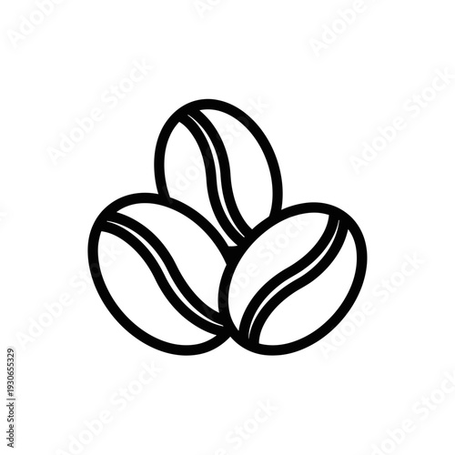 Minimalist Line Drawing of Coffee Beans, Artistic Beverage Ingredient Illustration
